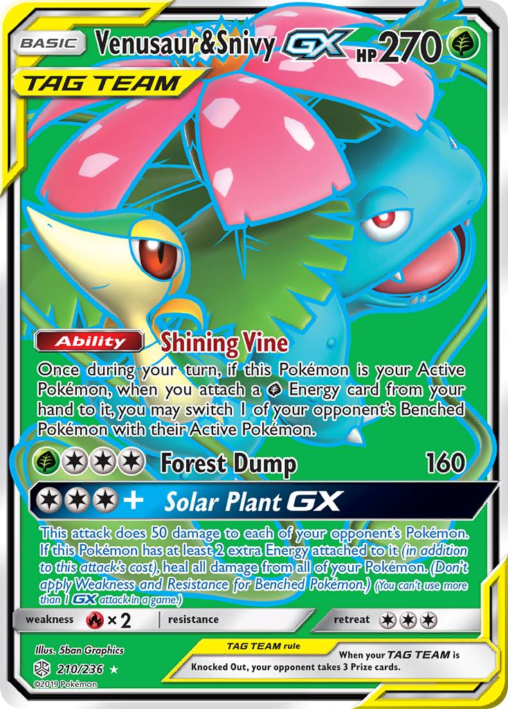 Venusaur & Snivy GX (210/236) [Sun & Moon: Cosmic Eclipse] | Play N Trade Winnipeg