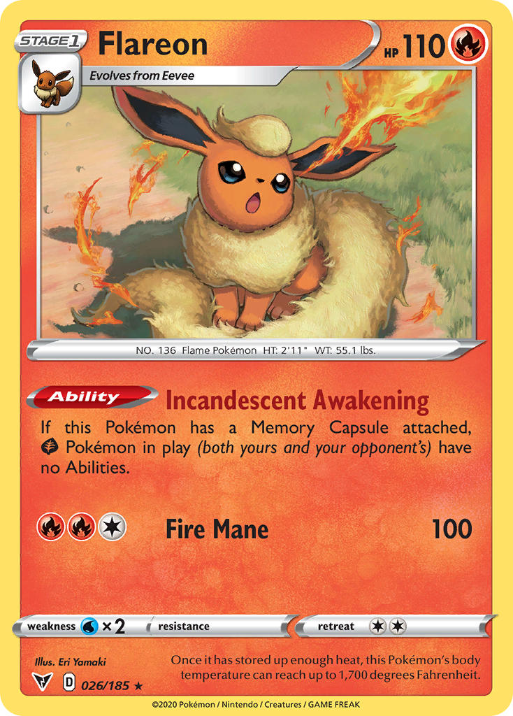 Flareon (026/185) [Sword & Shield: Vivid Voltage] | Play N Trade Winnipeg