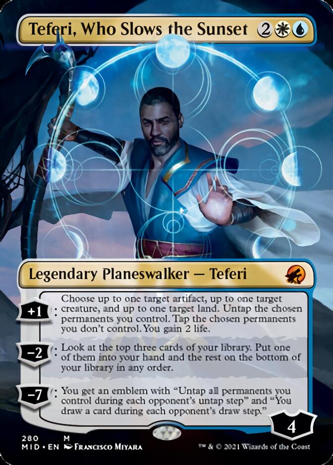 Teferi, Who Slows the Sunset (Borderless) [Innistrad: Midnight Hunt] | Play N Trade Winnipeg