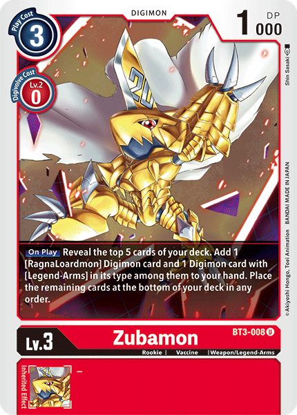 Zubamon [BT3-008] [Release Special Booster Ver.1.5] | Play N Trade Winnipeg