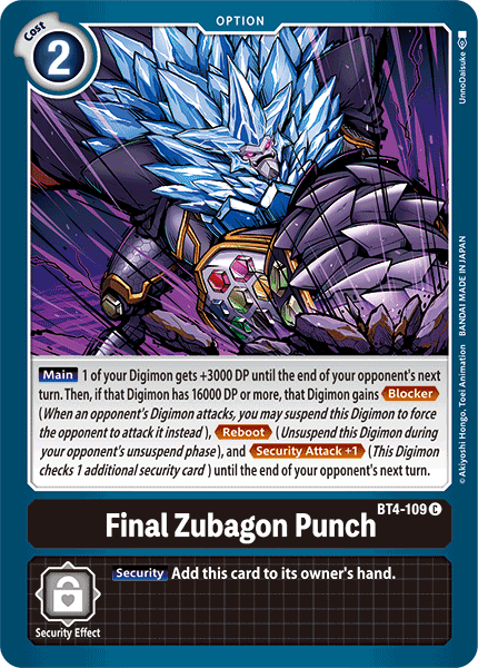 Final Zubagon Punch [BT4-109] [Great Legend] | Play N Trade Winnipeg