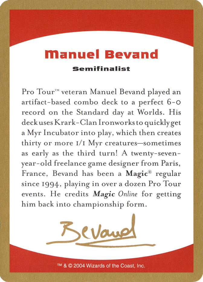 Manuel Bevand Bio [World Championship Decks 2004] | Play N Trade Winnipeg
