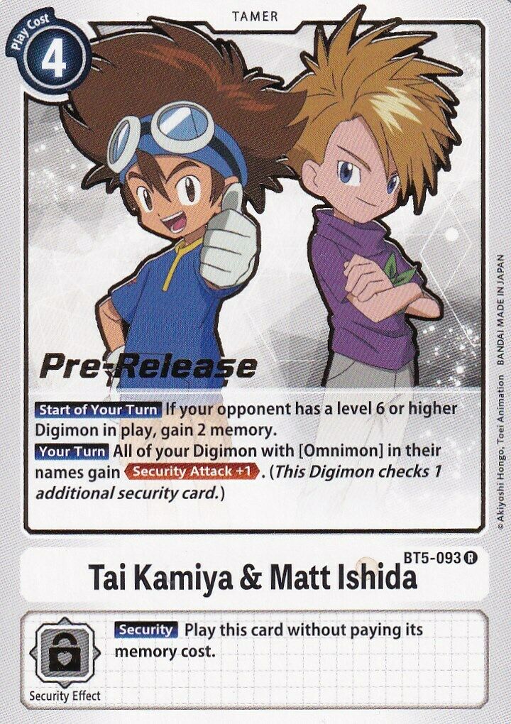 Tai Kamiya & Matt Ishida [BT5-093] [Battle of Omni Pre-Release Promos] | Play N Trade Winnipeg