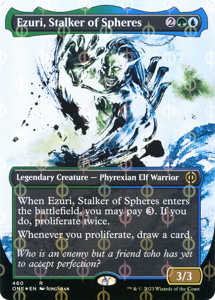 Ezuri, Stalker of Spheres (Borderless Ichor Step-and-Compleat Foil) [Phyrexia: All Will Be One] | Play N Trade Winnipeg