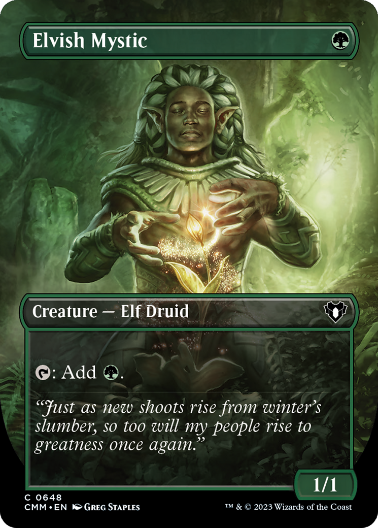 Elvish Mystic (Borderless Alternate Art) [Commander Masters] | Play N Trade Winnipeg