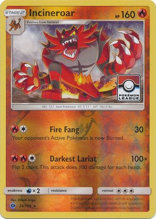 Incineroar (26/149) (League Promo) [Sun & Moon: Base Set] | Play N Trade Winnipeg