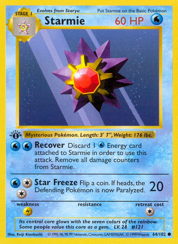 Starmie (64/102) (Shadowless) [Base Set 1st Edition] | Play N Trade Winnipeg