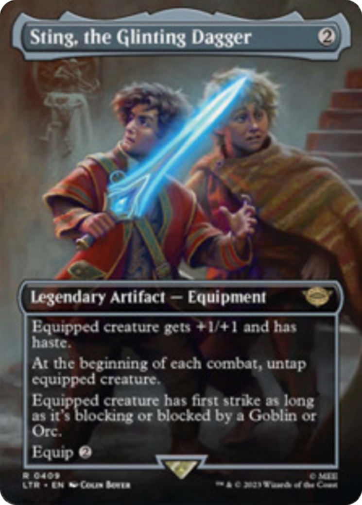 Sting, the Glinting Dagger (Borderless Alternate Art) [The Lord of the Rings: Tales of Middle-Earth] | Play N Trade Winnipeg