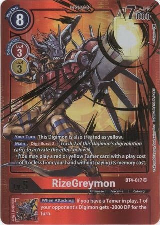 RizeGreymon [BT4-017] (Alternate Art - Red Border) [Great Legend Promos] | Play N Trade Winnipeg