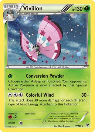 Vivillon (17/146) (Meadow Form/Pink Wings) (Cosmos Holo) [XY: Base Set] | Play N Trade Winnipeg