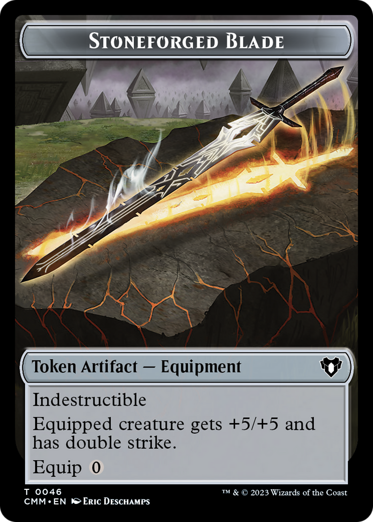Saproling // Stoneforged Blade Double-Sided Token [Commander Masters Tokens] | Play N Trade Winnipeg