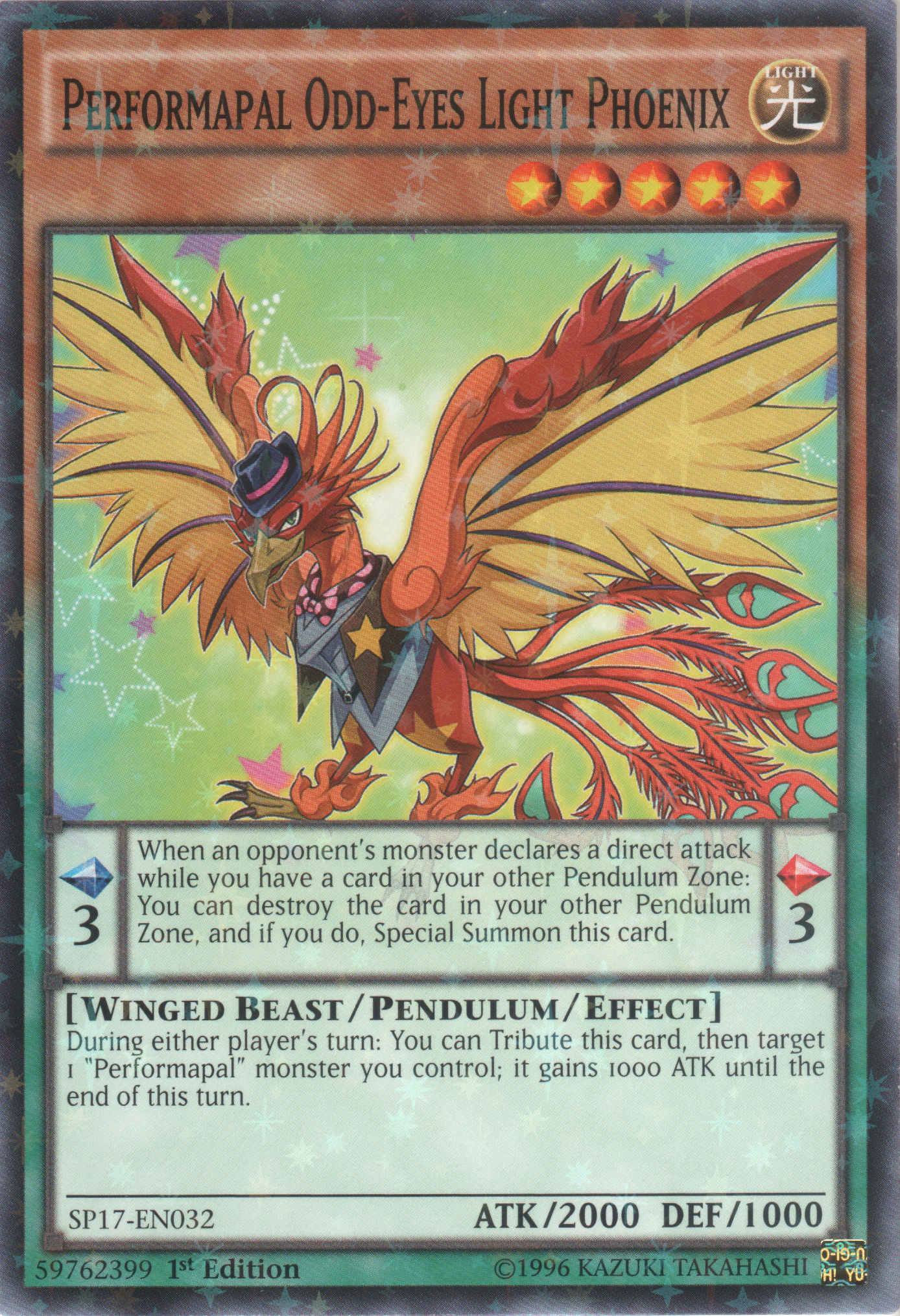 Performapal Odd-Eyes Light Phoenix [SP17-EN032] Starfoil Rare | Play N Trade Winnipeg