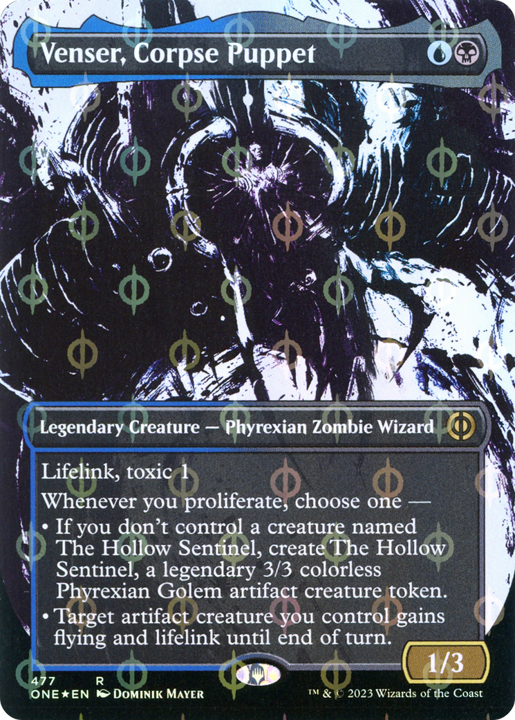 Venser, Corpse Puppet (Borderless Ichor Step-and-Compleat Foil) [Phyrexia: All Will Be One] | Play N Trade Winnipeg