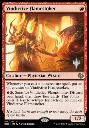 Vindictive Flamestoker (Promo Pack) [Phyrexia: All Will Be One Promos] | Play N Trade Winnipeg