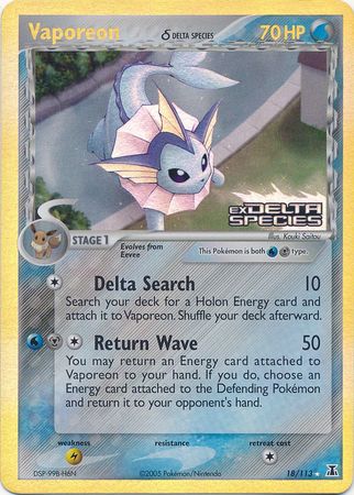 Vaporeon (18/113) (Delta Species) (Stamped) [EX: Delta Species] | Play N Trade Winnipeg