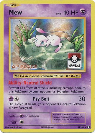 Mew (53/108) (League Promo 4th Place) [XY: Evolutions] | Play N Trade Winnipeg