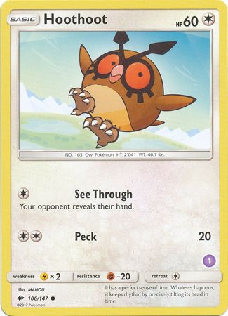 Hoothoot (106/147) (Deck Exclusive #1) [Sun & Moon: Trainer Kit - Alolan Sandslash] | Play N Trade Winnipeg