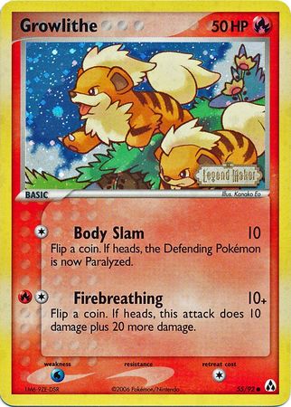 Growlithe (55/92) (Stamped) [EX: Legend Maker] | Play N Trade Winnipeg