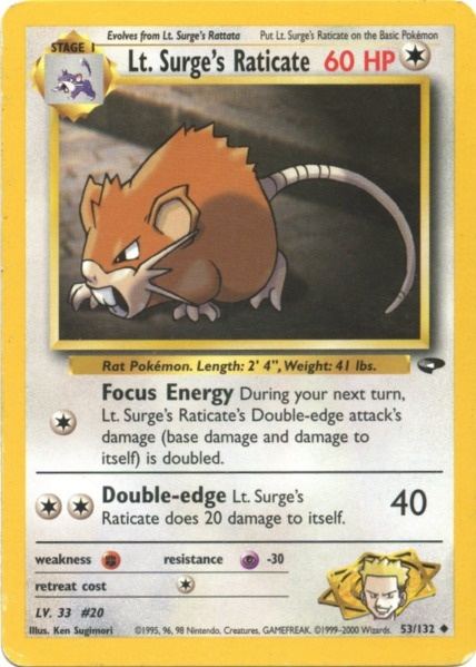 Lt. Surge's Raticate (53/132) [Gym Challenge Unlimited] | Play N Trade Winnipeg