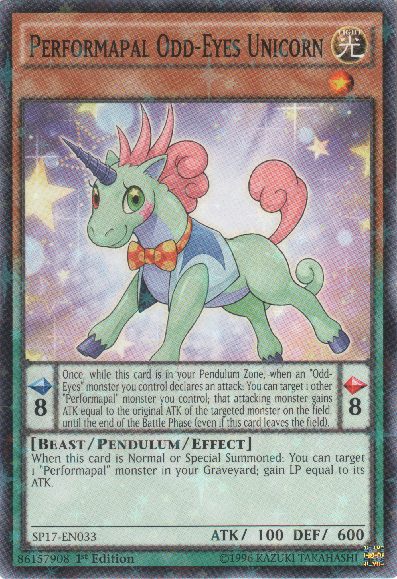 Performapal Odd-Eyes Unicorn [SP17-EN033] Starfoil Rare | Play N Trade Winnipeg