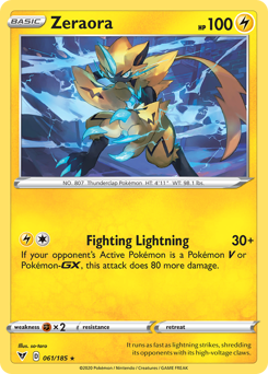 Zeraora (061/185) [Sword & Shield: Vivid Voltage] | Play N Trade Winnipeg