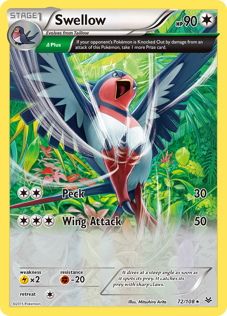 Swellow (72/108) [XY: Roaring Skies] | Play N Trade Winnipeg