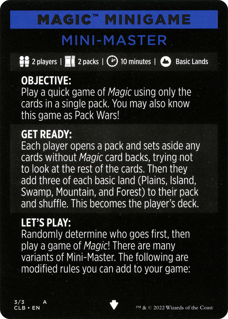 Mini-Master (Magic Minigame) [Commander Legends: Battle for Baldur's Gate Minigame] | Play N Trade Winnipeg