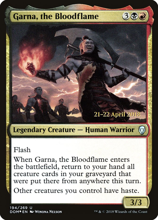 Garna, the Bloodflame  [Dominaria Prerelease Promos] | Play N Trade Winnipeg