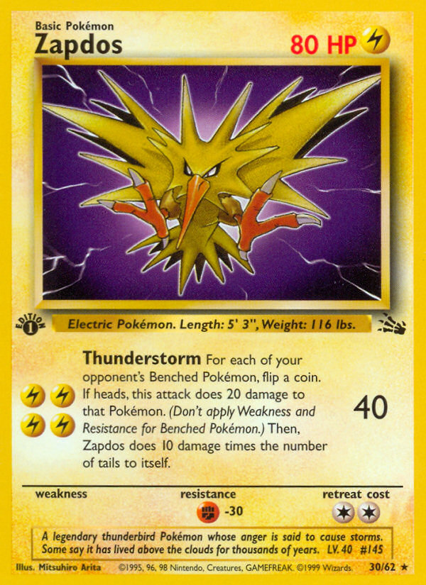 Zapdos (30/62) [Fossil 1st Edition] | Play N Trade Winnipeg