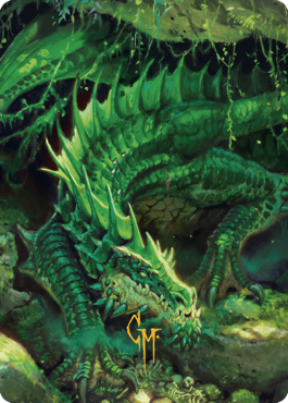 Lurking Green Dragon Art Card (Gold-Stamped Signature) [Commander Legends: Battle for Baldur's Gate Art Series] | Play N Trade Winnipeg