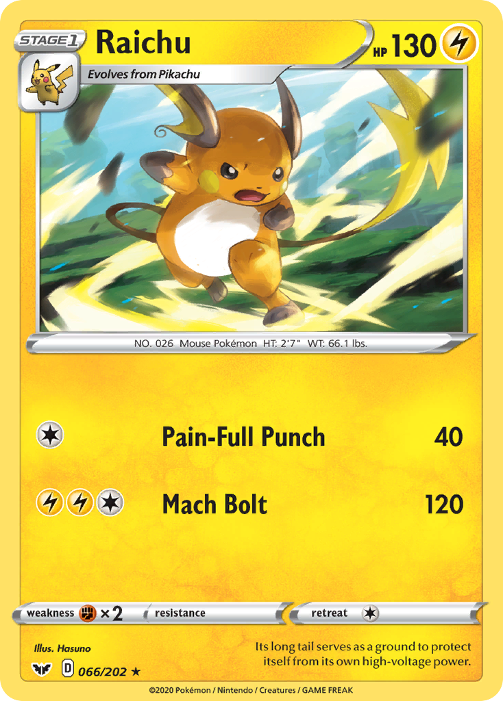 Raichu (066/202) [Sword & Shield: Base Set] | Play N Trade Winnipeg