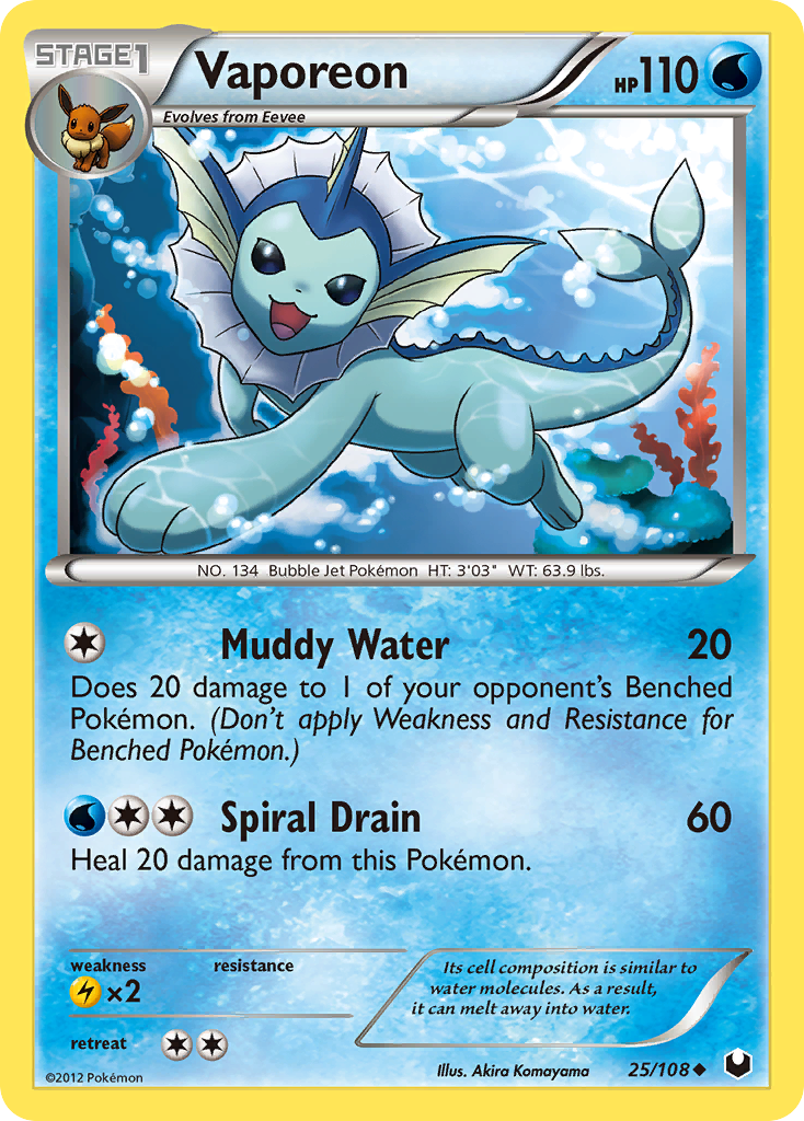 Vaporeon (25/108) [Black & White: Dark Explorers] | Play N Trade Winnipeg