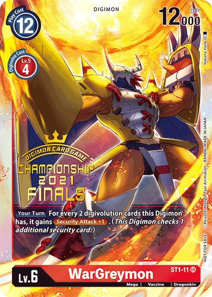 WarGreymon [ST1-11] (2021 Championship Finals Event Pack Alt-Art Gold Stamp Set) [Starter Deck: Gaia Red Promos] | Play N Trade Winnipeg