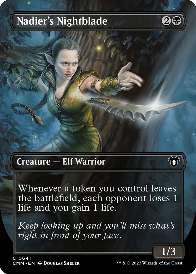 Nadier's Nightblade (Borderless Alternate Art) [Commander Masters] | Play N Trade Winnipeg