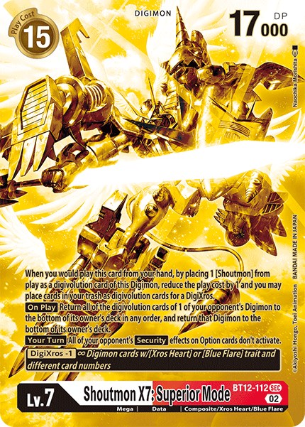 Shoutmon X7: Superior Mode [BT12-112] (Alternate Art - Gold) [Across Time] | Play N Trade Winnipeg