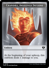 Chandra, Awakened Inferno Emblem // Wizard Double-Sided Token [Commander Masters Tokens] | Play N Trade Winnipeg