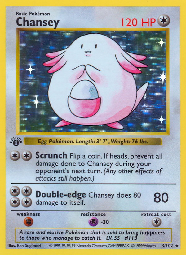 Chansey (3/102) (Shadowless) [Base Set 1st Edition] | Play N Trade Winnipeg