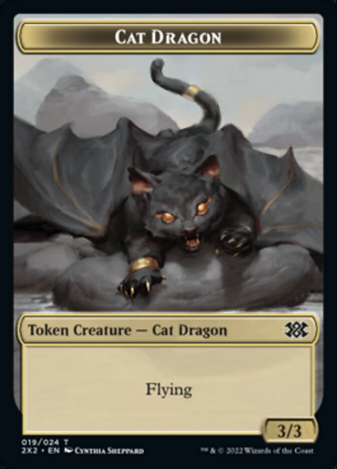 Cat Dragon // Knight Double-sided Token [Double Masters 2022 Tokens] | Play N Trade Winnipeg