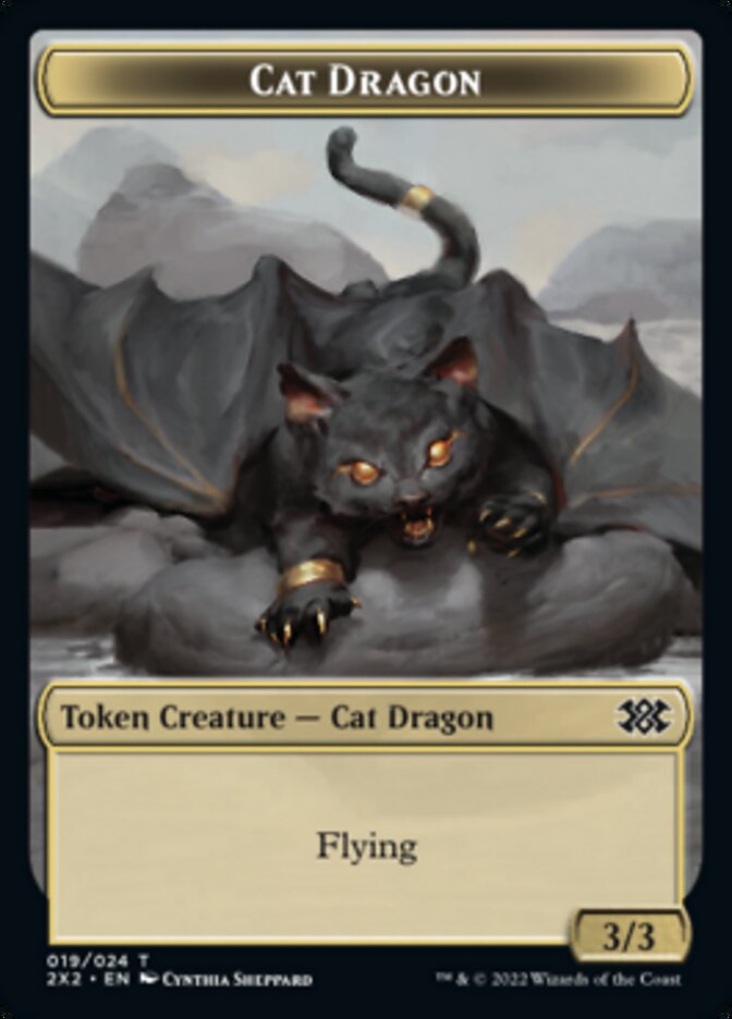 Cat Dragon // Soldier Double-sided Token [Double Masters 2022 Tokens] | Play N Trade Winnipeg