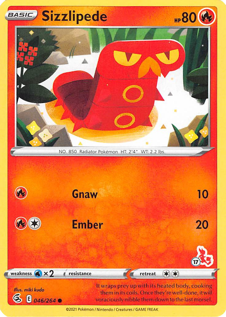 Sizzlipede (046/264) (Cinderace Stamp #17) [Battle Academy 2022] | Play N Trade Winnipeg