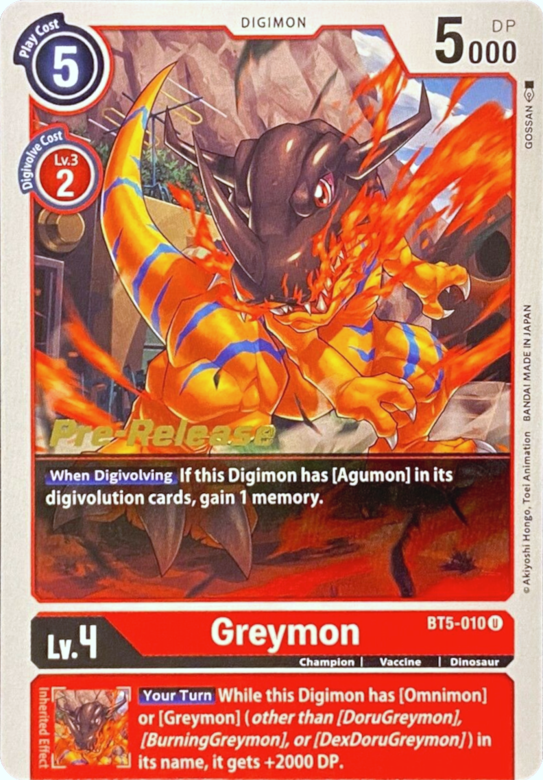 Greymon [BT5-010] [Battle of Omni Pre-Release Promos] | Play N Trade Winnipeg