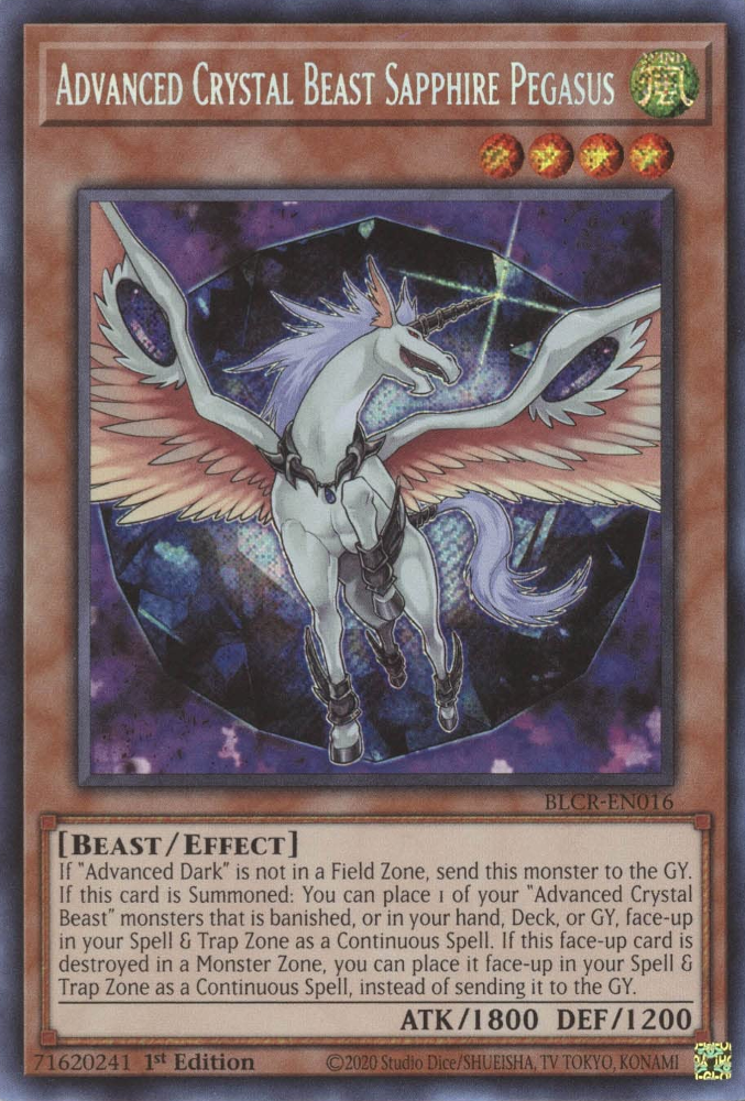 Advanced Crystal Beast Sapphire Pegasus [BLCR-EN016] Secret Rare | Play N Trade Winnipeg