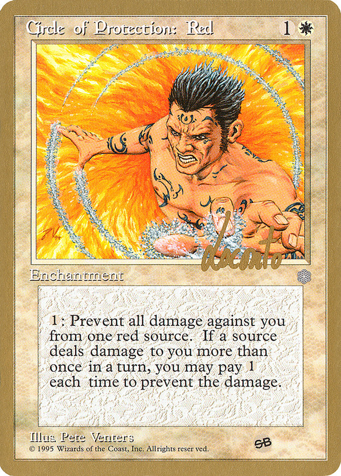 Circle of Protection: Red (Michael Loconto) (SB) (ICE) [Pro Tour Collector Set] | Play N Trade Winnipeg