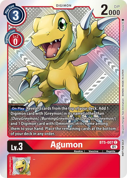 Agumon [BT5-007] (New Awakening Pre-Release Tournament Winner Card) [New Awakening Pre-Release Promos] | Play N Trade Winnipeg