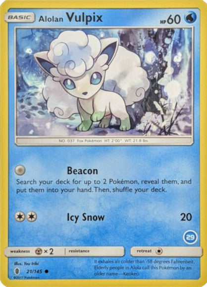 Alolan Vulpix (21/145) (Deck Exclusive #29) [Sun & Moon: Trainer Kit - Alolan Ninetales] | Play N Trade Winnipeg