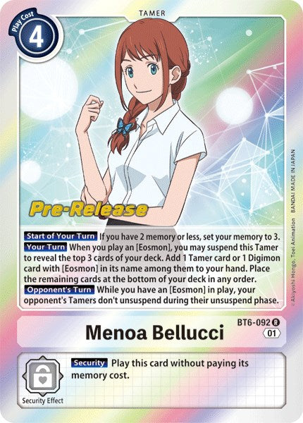 Menoa Bellucci [BT6-092] [Double Diamond Pre-Release Cards] | Play N Trade Winnipeg