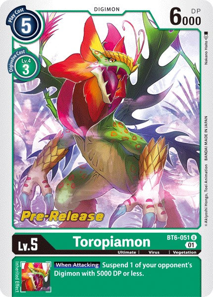 Toropiamon [BT6-051] [Double Diamond Pre-Release Cards] | Play N Trade Winnipeg