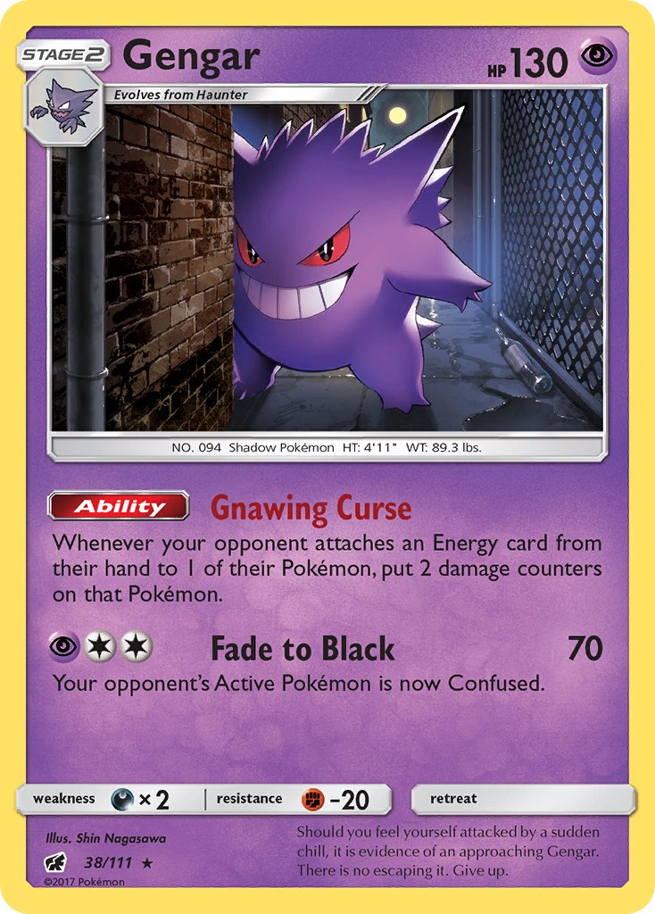 Gengar (38/111) (Prerelease Kit Exclusive) (Theme Deck Exclusive) [Sun & Moon: Crimson Invasion] | Play N Trade Winnipeg