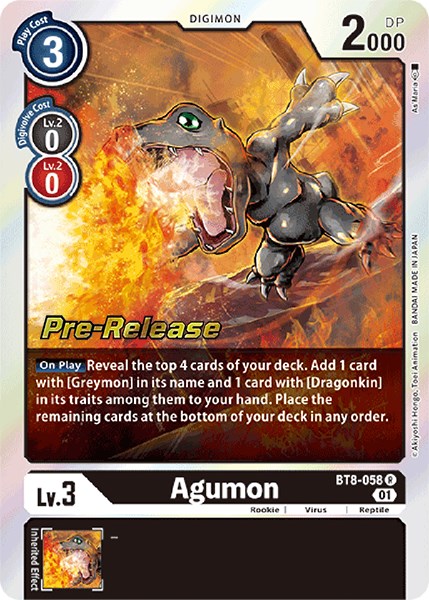 Agumon [BT8-058] [New Awakening Pre-Release Cards] | Play N Trade Winnipeg