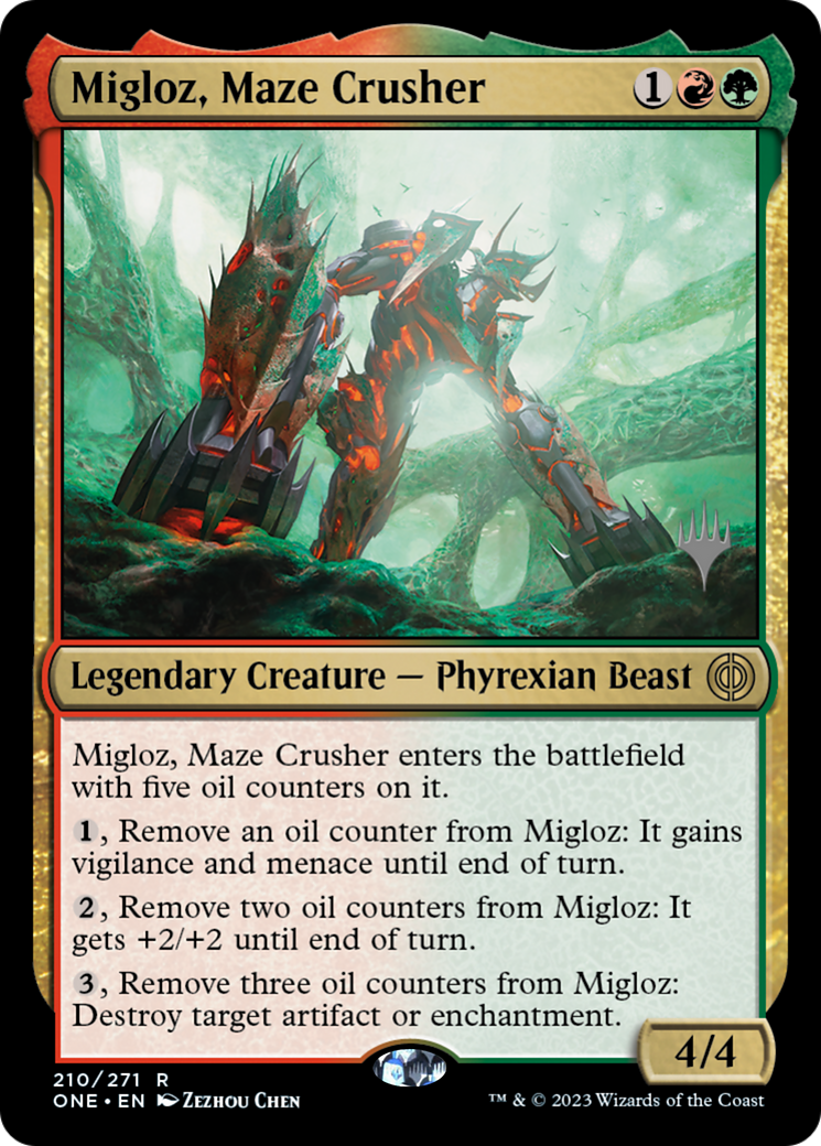 Migloz, Maze Crusher (Promo Pack) [Phyrexia: All Will Be One Promos] | Play N Trade Winnipeg